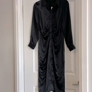 Zara Black Long Sleeve Shirt Dress